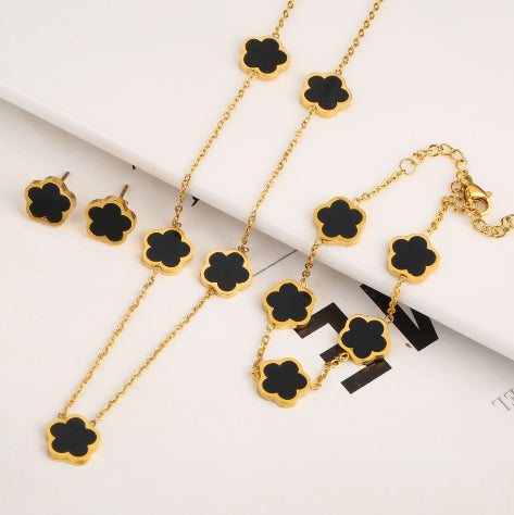 Small Fresh And Lovely Green Drop Gum Flower Gold Bracelet Jewelry