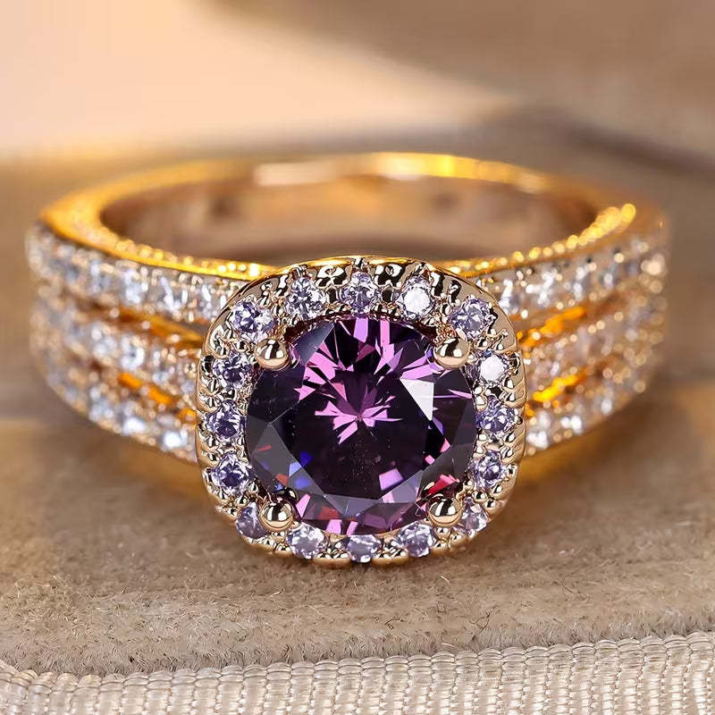 Three-Tier Amethyst Luxury Ring