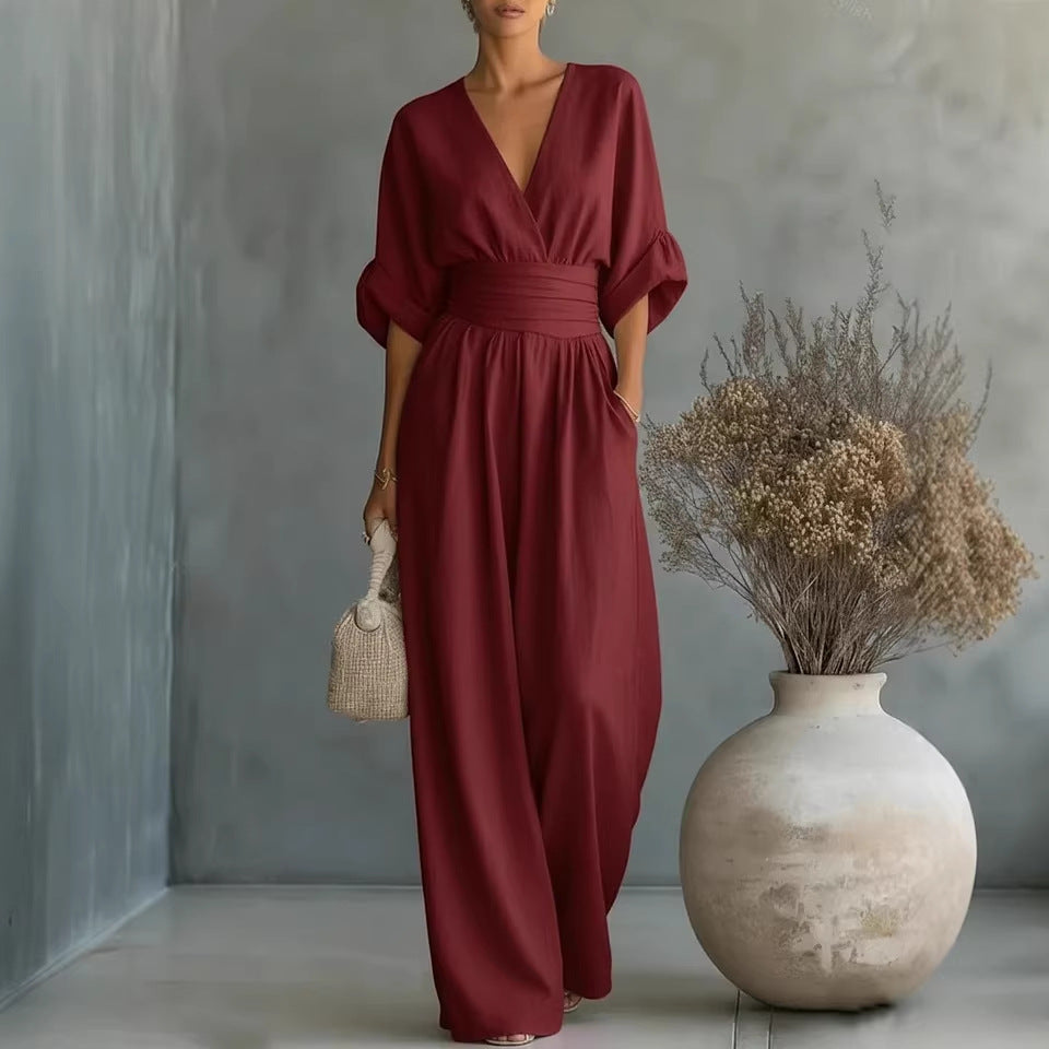 Summer Short-Sleeved Casual Jumpsuit