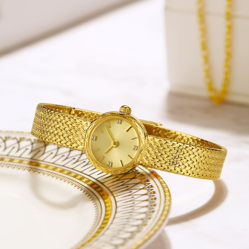 Retro Copper Mesh Womens style Mini Gold Watch
