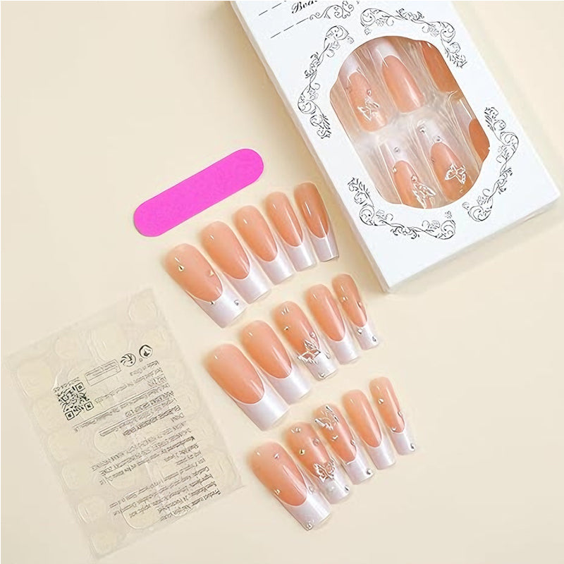 24pcs Diamond Butterfly Nails