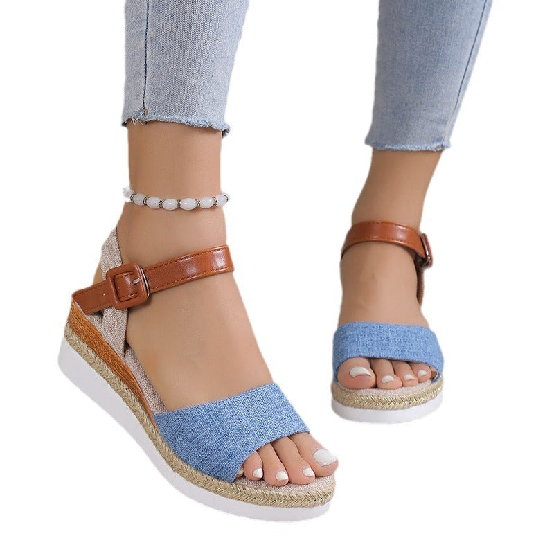 Women's Ankle-Strap Jute Wedge Sandals