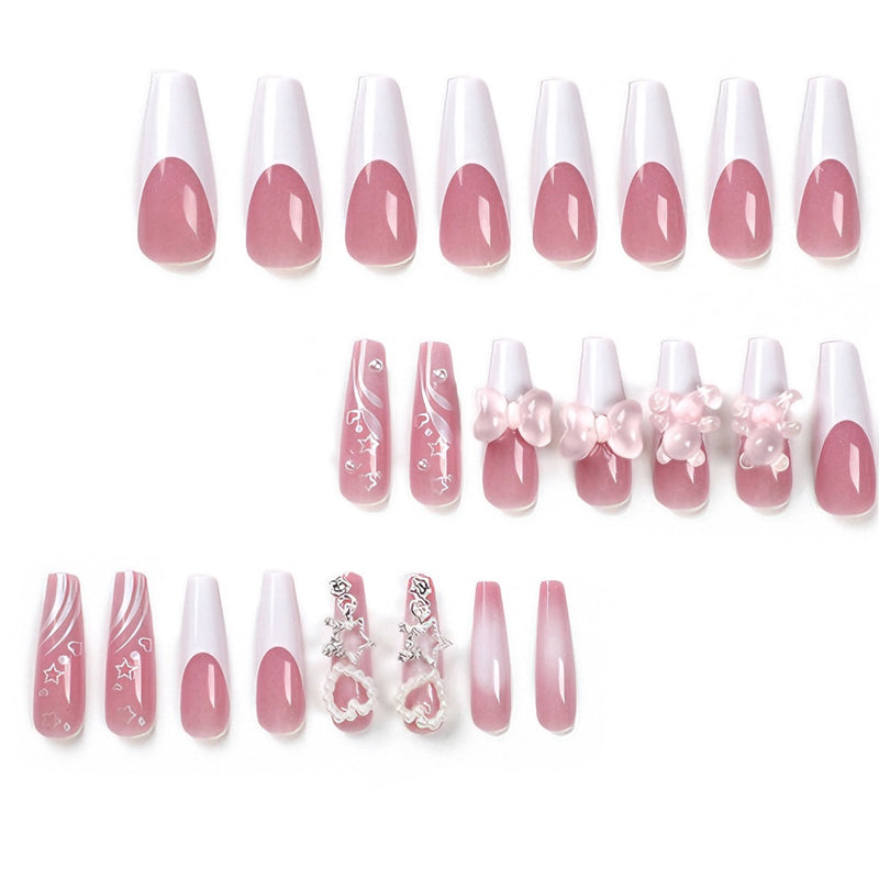 24pcs Bear Bow Nails