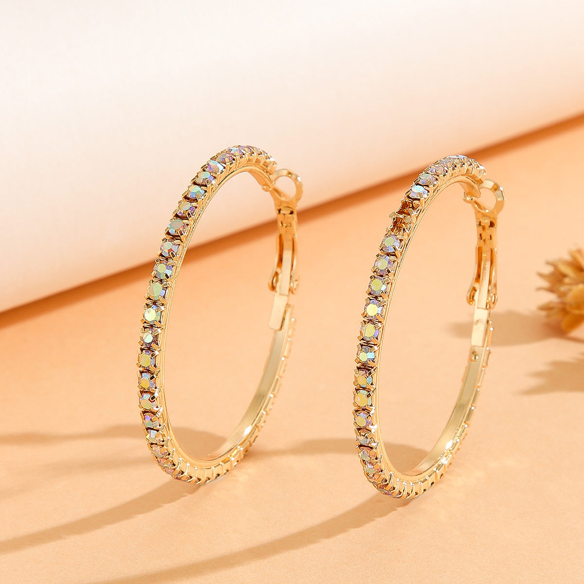 1Zircon Inlaid Princess Style Large Earrings For Women, Wedding Jewelry