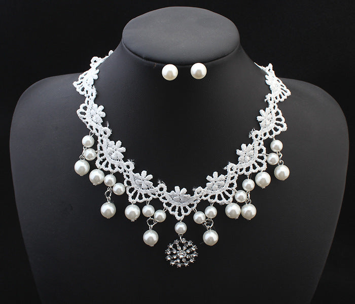 elegant jewelry bride wedding accessories necklace pearl necklace set of high