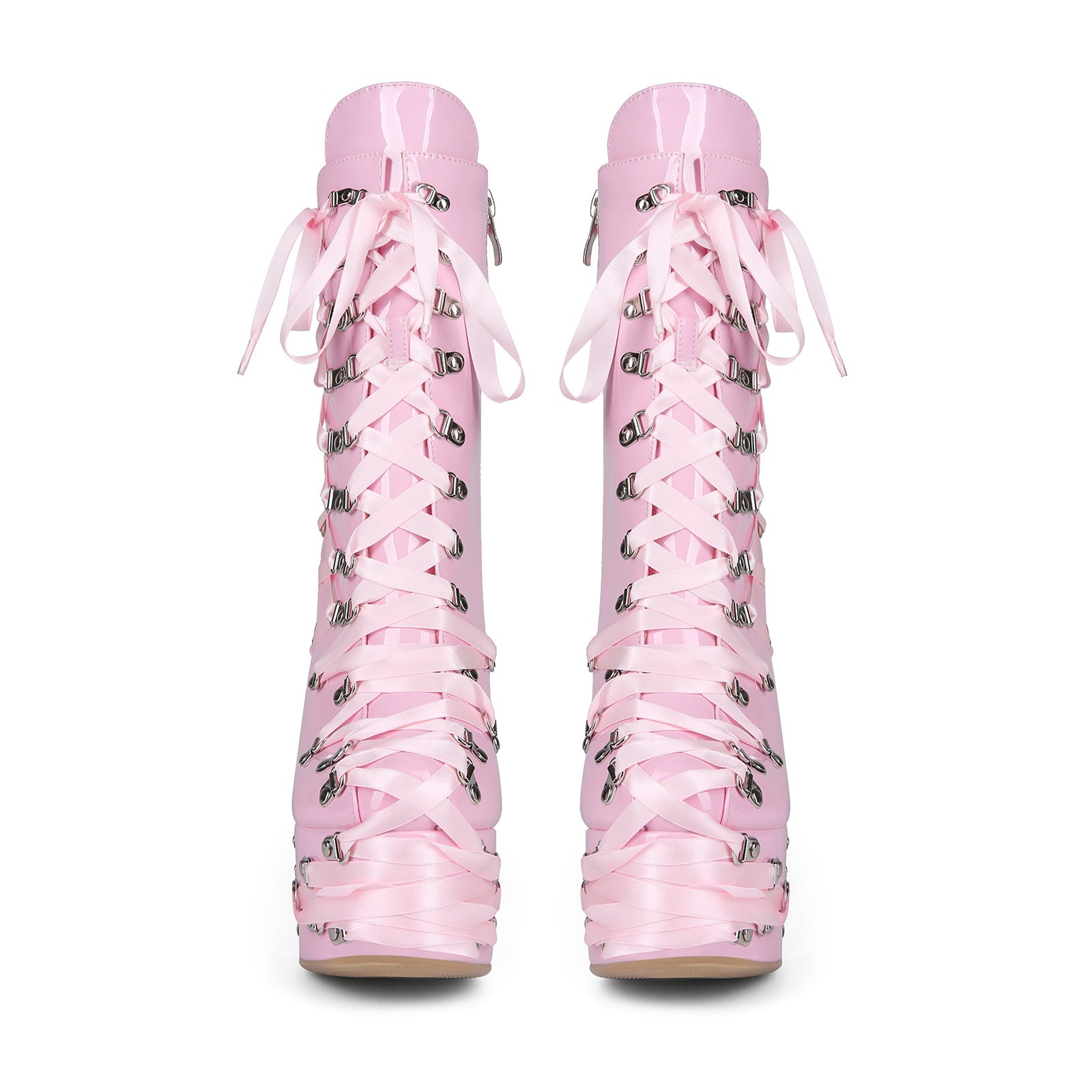 Climbing-carabiner Lace-up Punk Chunky-heeled Womens Ankle Boots