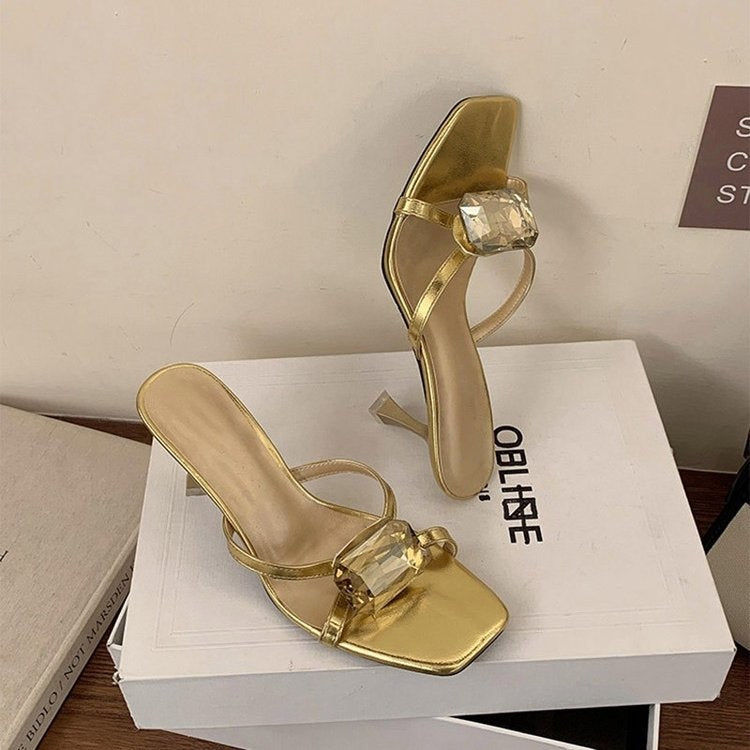 2026 Summer New Korean Style Stiletto Heel Slides For Women