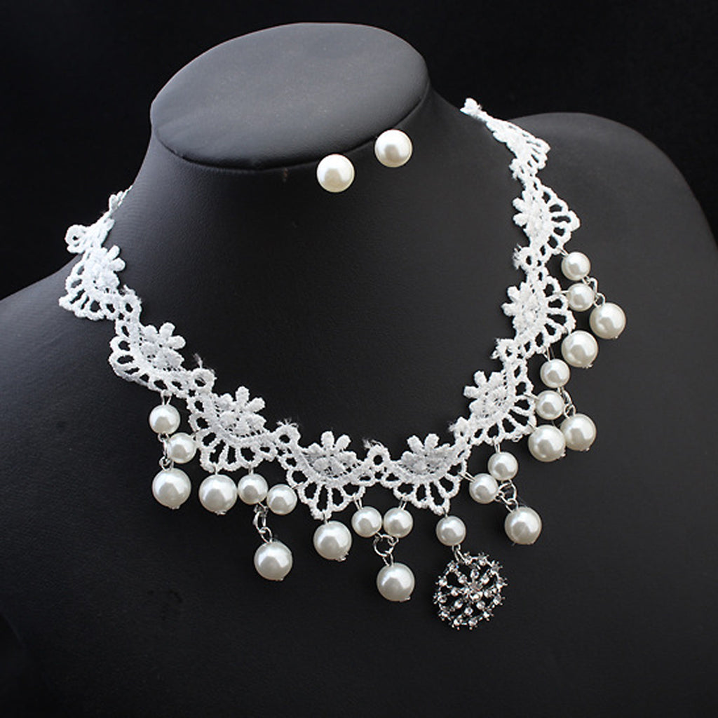 elegant jewelry bride wedding accessories necklace pearl necklace set of high