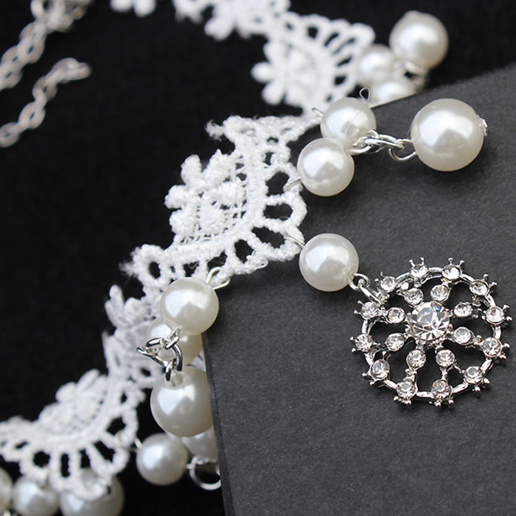 elegant jewelry bride wedding accessories necklace pearl necklace set of high