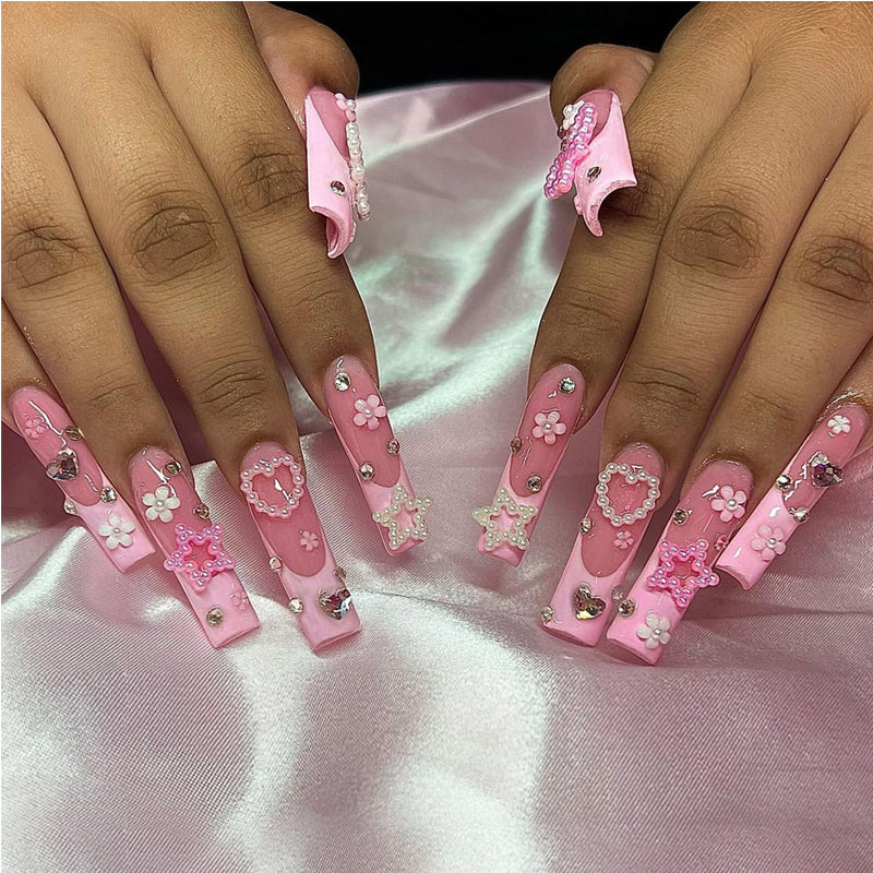 24pcs Pearl Star Love Nails