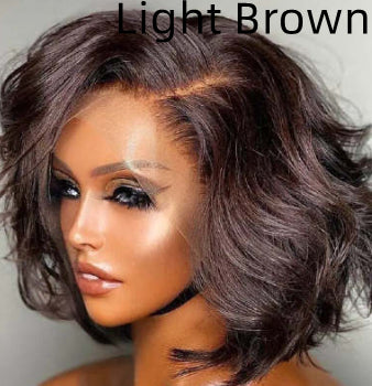 Front-lace Short Curly With Big Waves Wig Cap