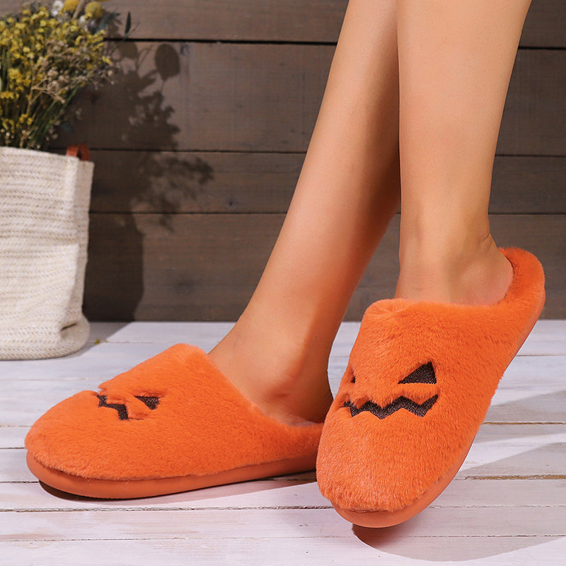 Cute Pumpkin Plush Indoor Slippers