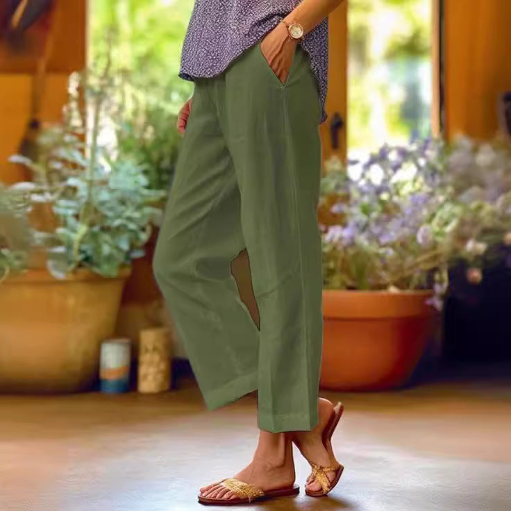 Minimalist Solid Straight-Leg Trousers