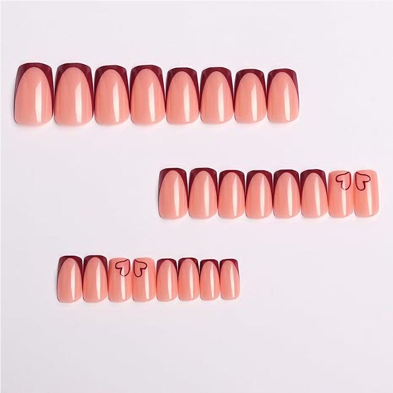 24pcs Valentine Red Heart Nails