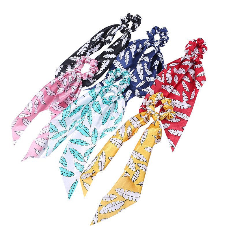 Elegant Floral Hair Scarf | Long Streamer Ponytail Tie