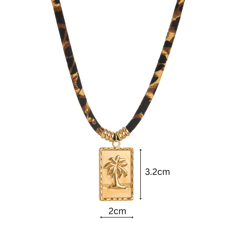 Women's Jewelry Niche Geometric Pendant Design Leopard Print Rope Necklace