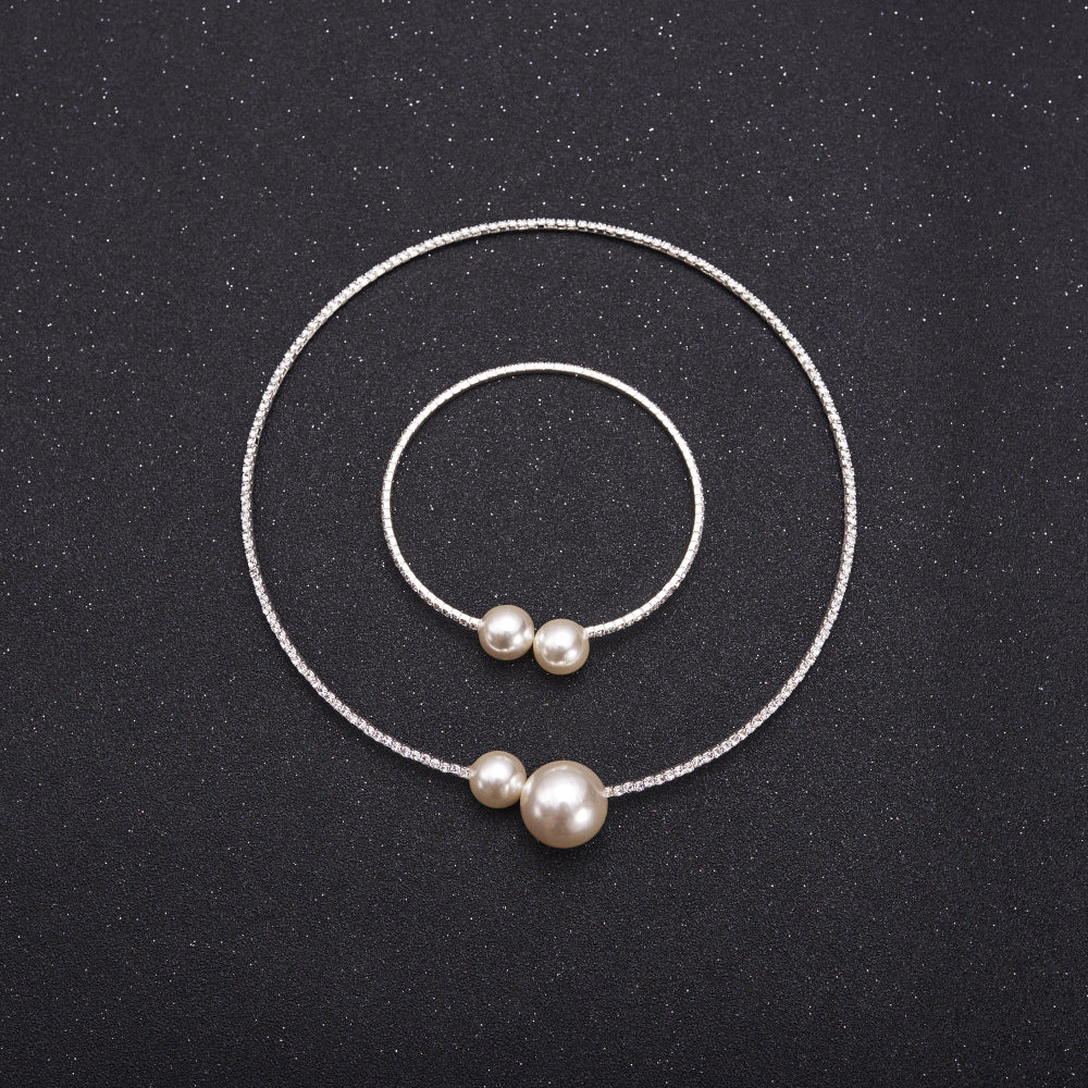 The bride wedding accessories crystal pearl diamond drill collar Necklace Bracelet