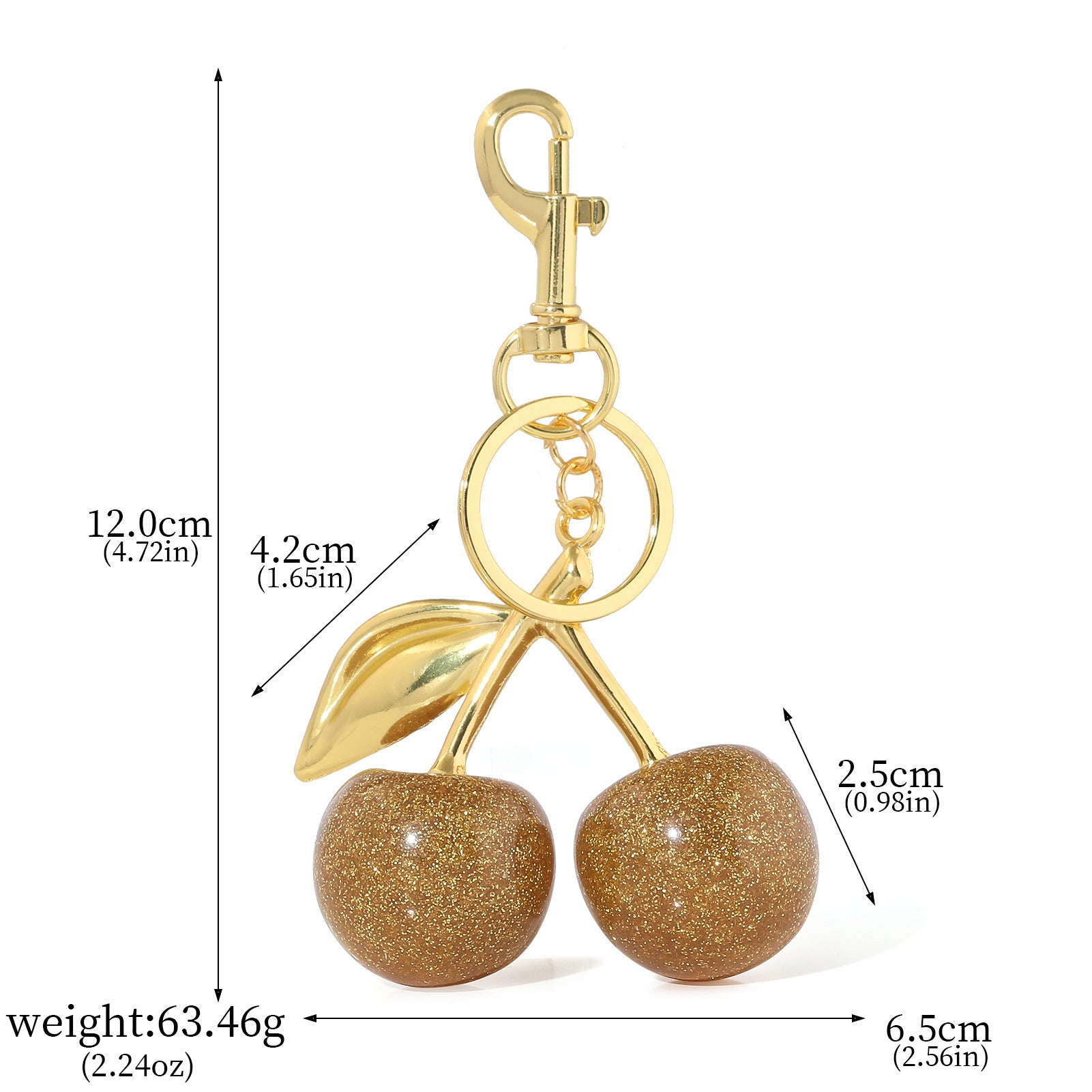 A Pair Of Red Cherry Crystal Bag Glitter Keychain