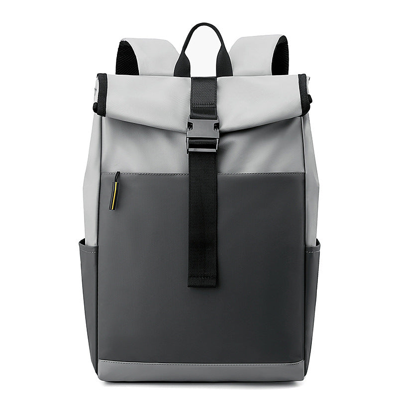 Unisex waterproof Oxford laptop backpack, casual black travel style.