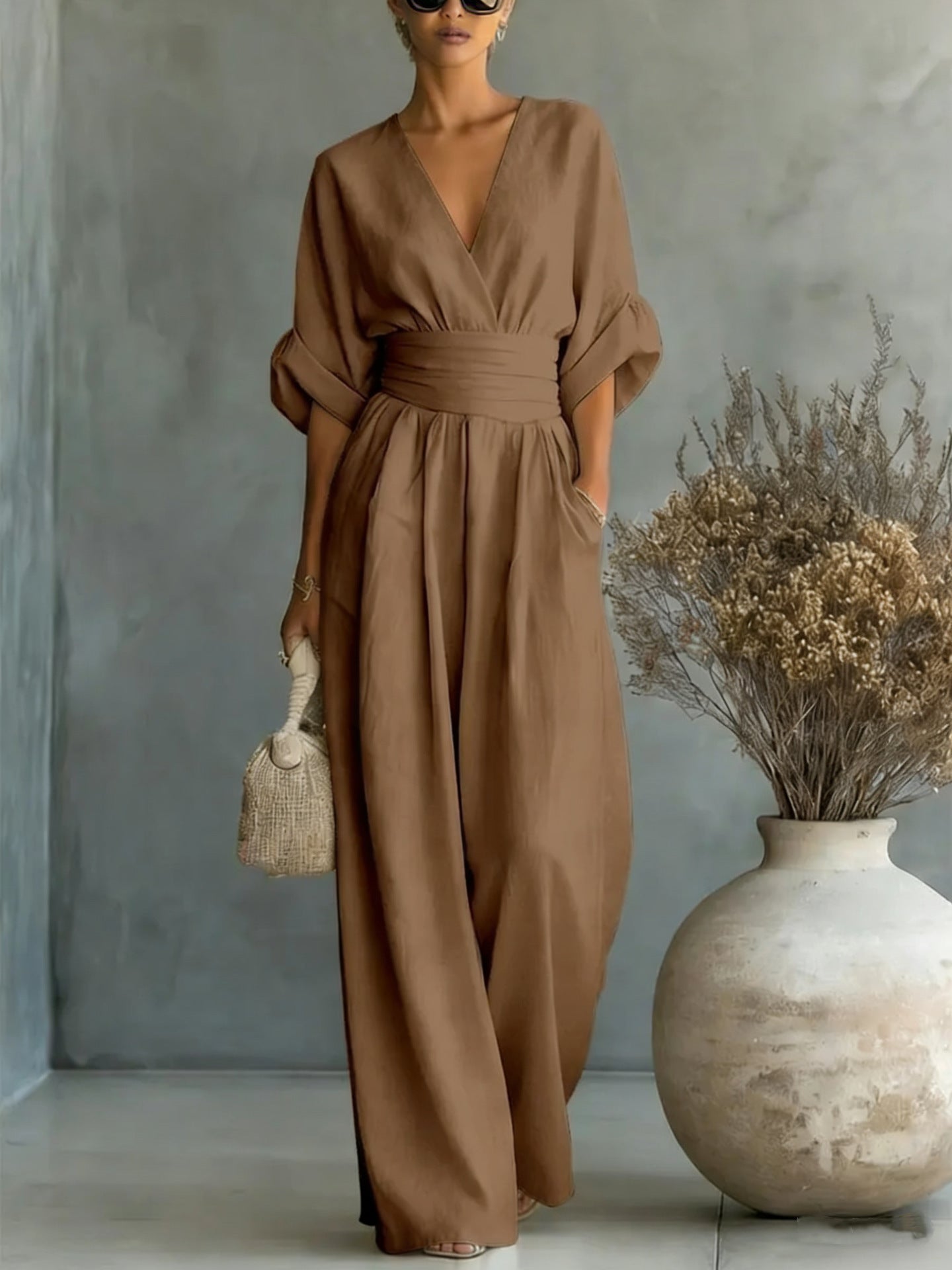 Summer Short-Sleeved Casual Jumpsuit