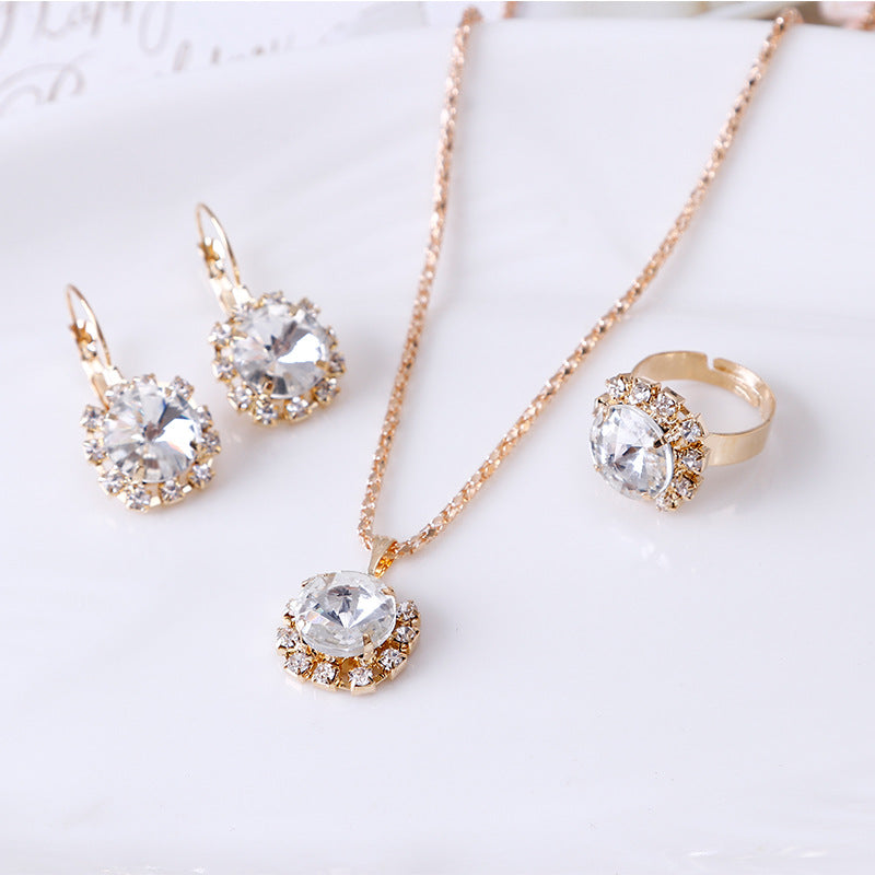 round crystal necklace earrings