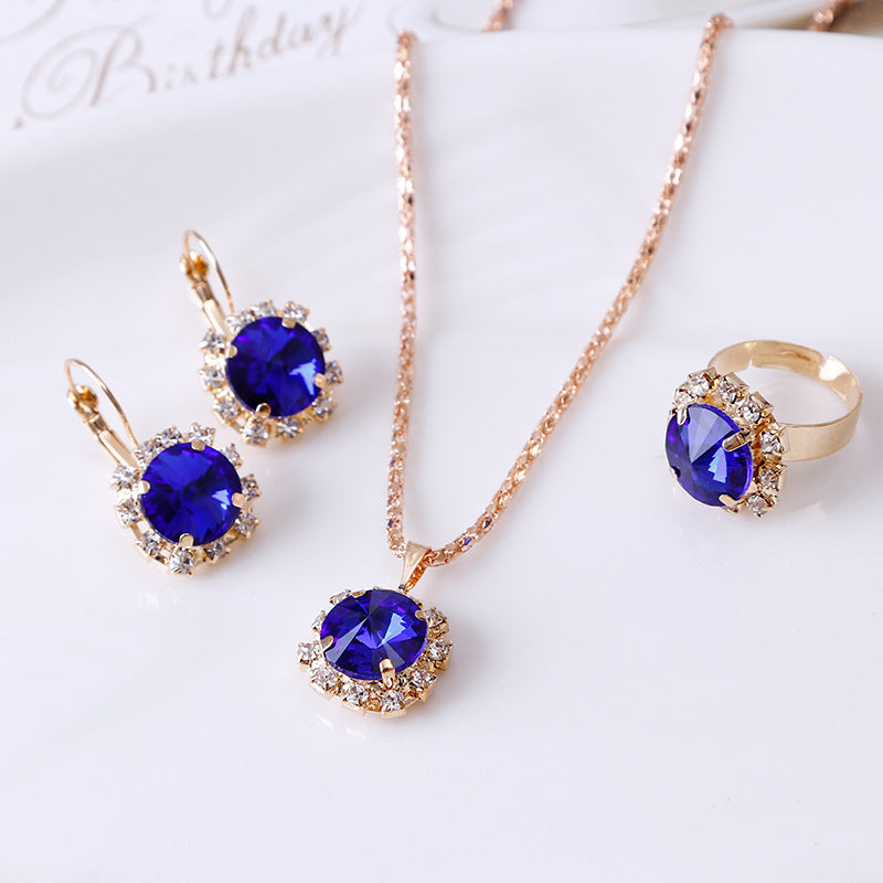 round crystal necklace earrings