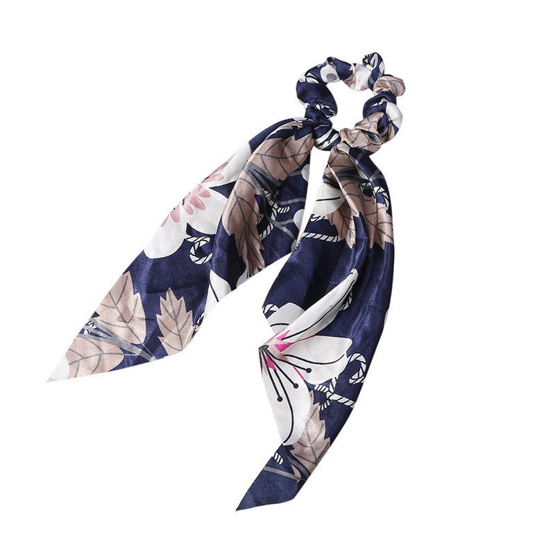 Elegant Floral Hair Scarf | Long Streamer Ponytail Tie
