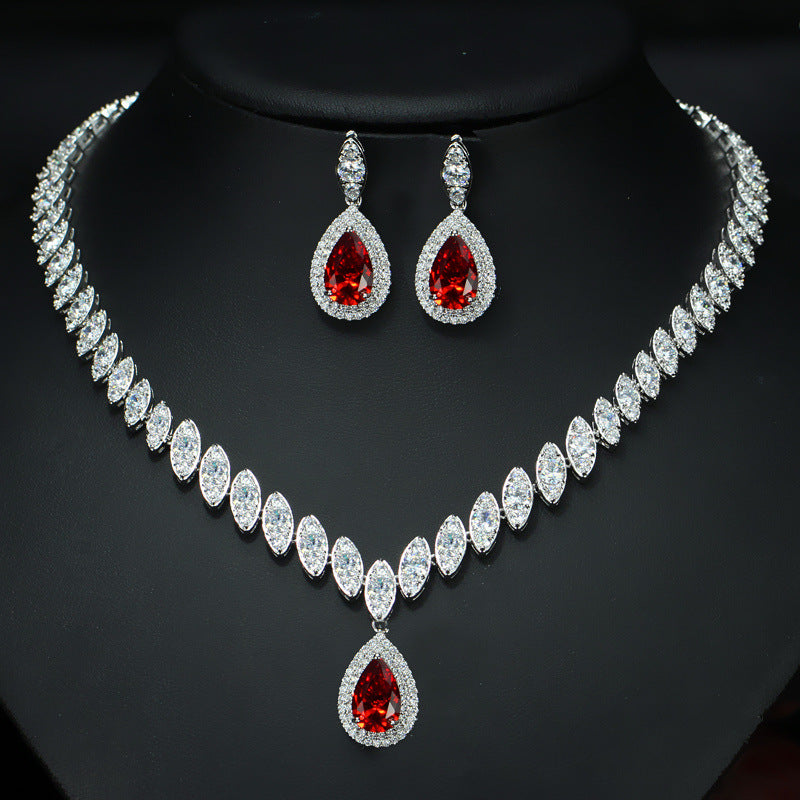 Korean Foreign Two Piece A Zircon Jewelry Set