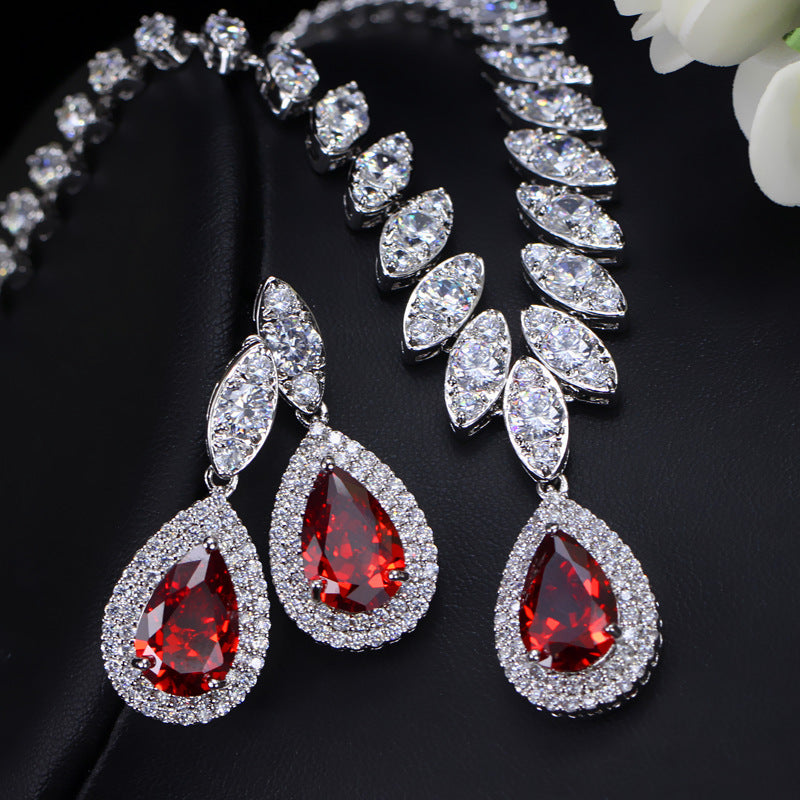 Korean Foreign Two Piece A Zircon Jewelry Set