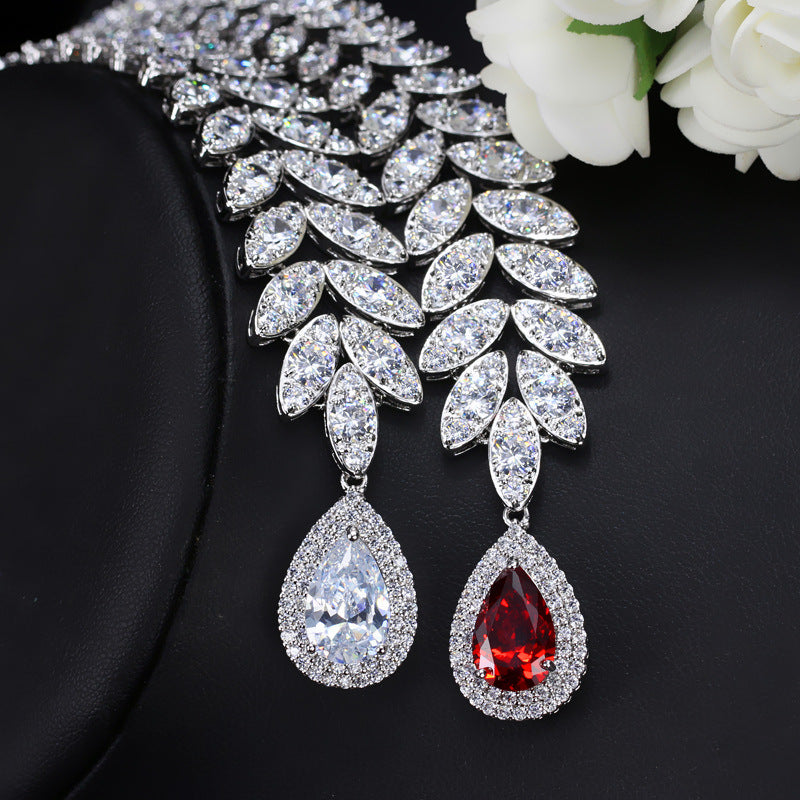 Korean Foreign Two Piece A Zircon Jewelry Set