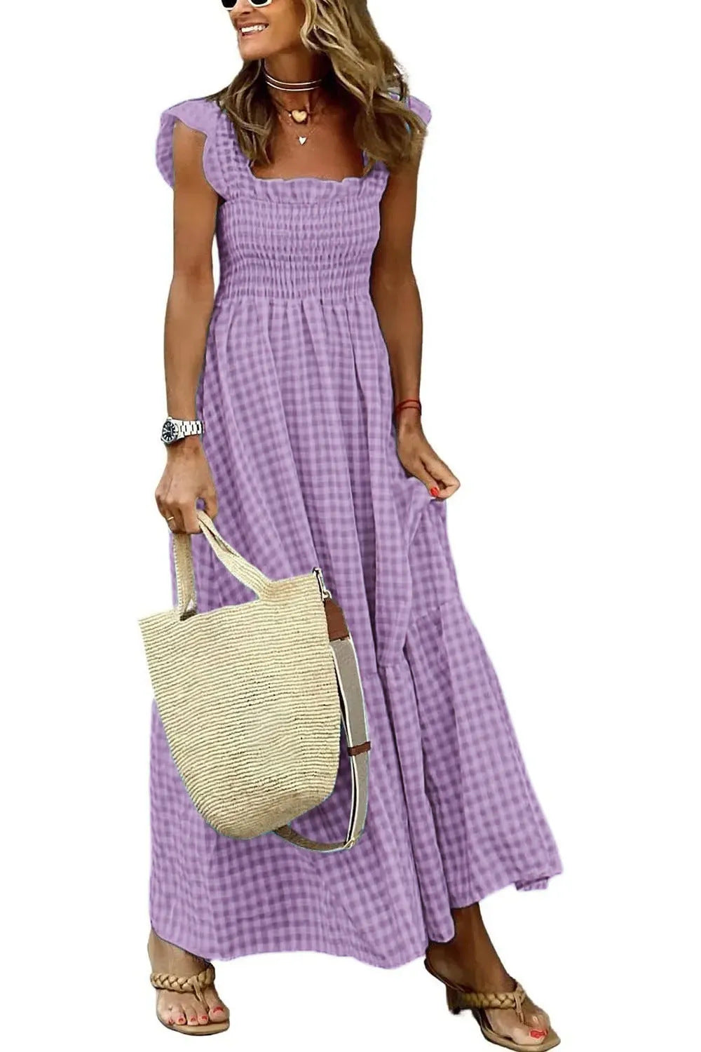 Sleeveless A-Line Plaid Swing
