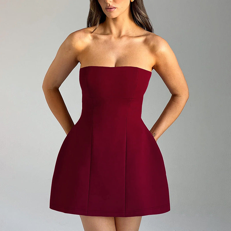 Summer Solid Color Tube Dress