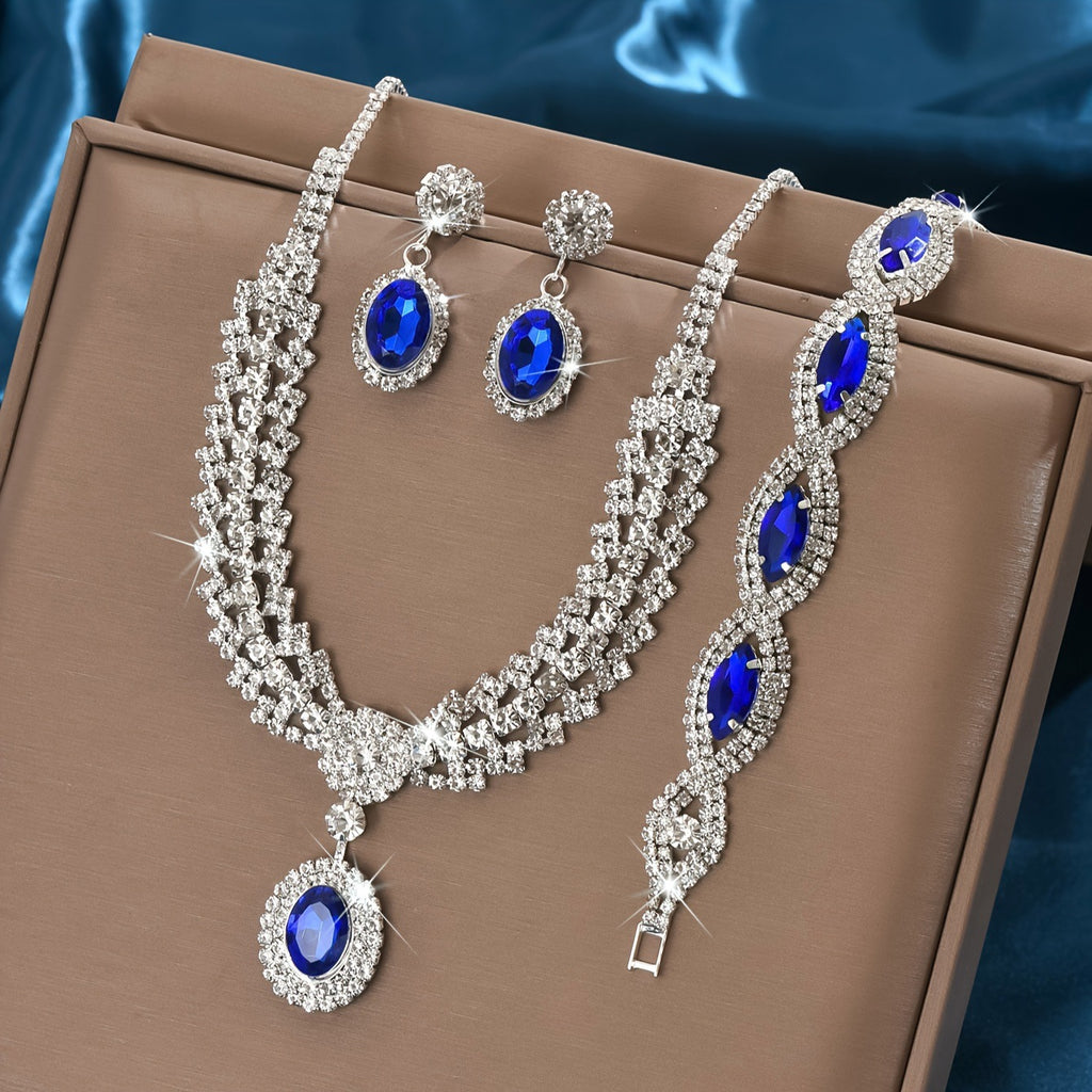 Style Elegant Luxury Sapphire Necklace Set Of Four Pieces
