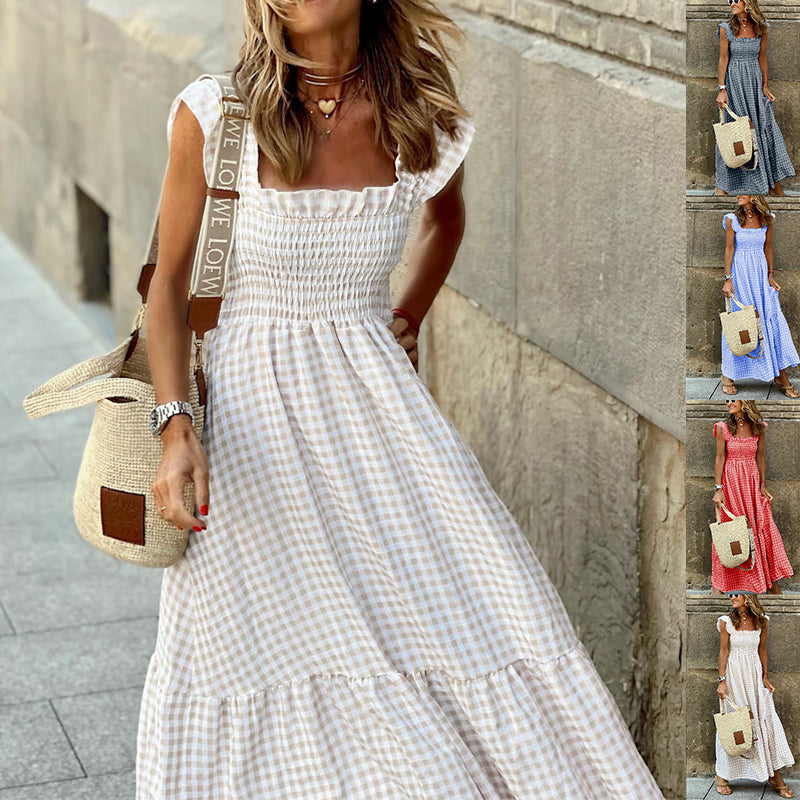 Sleeveless A-Line Plaid Swing