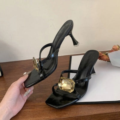 2026 Summer New Korean Style Stiletto Heel Slides For Women