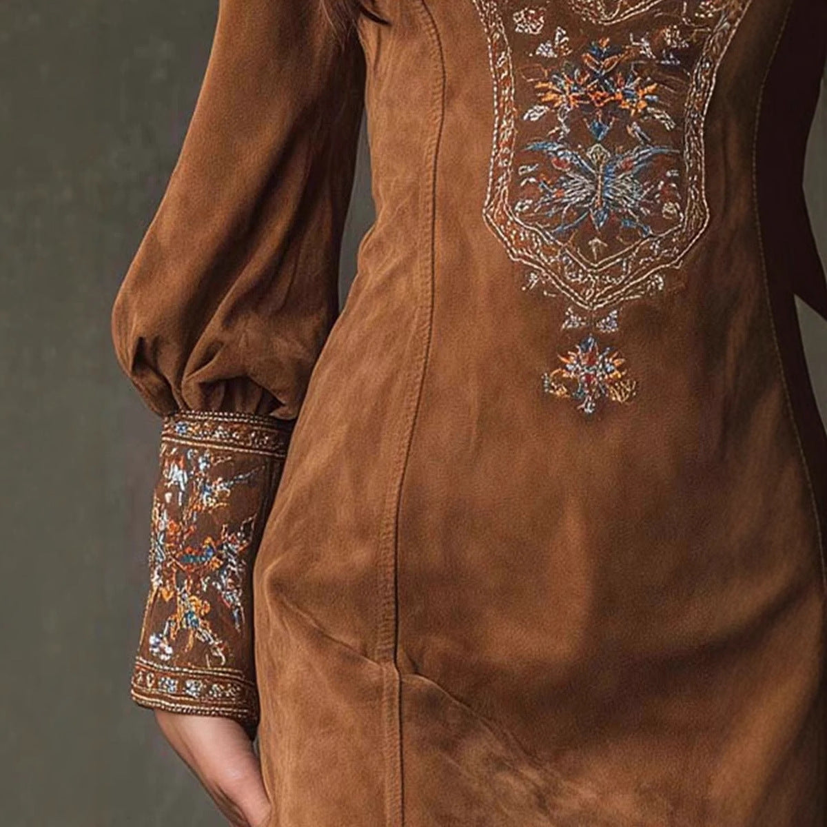 Women's Clothing Long Sleeve V-neck Sexy Dress Embroidery