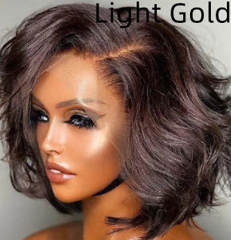 Front-lace Short Curly With Big Waves Wig Cap