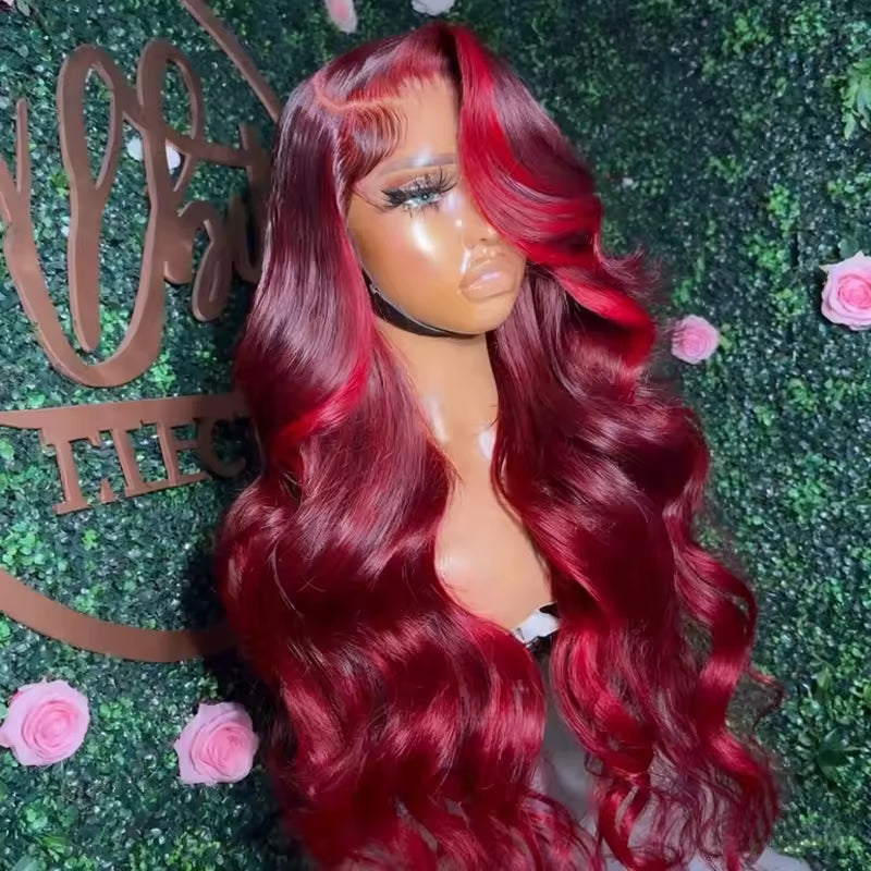 Body Wave Human Hair Wig 13x4 HD Burgundy Lace Front Wig Human Hair With Aligned Cuticle Brazilian Wig