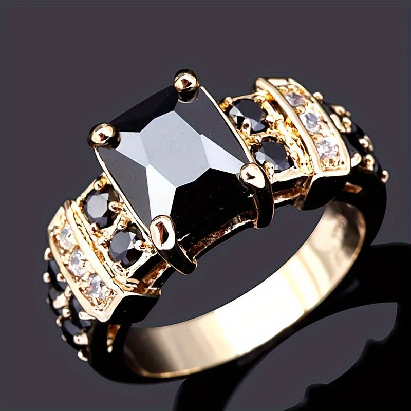 A Stylish Ring Adorned With Multi-colored Square Zircons