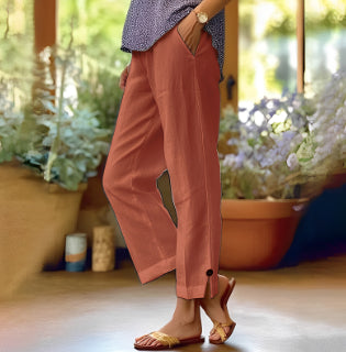 Minimalist Solid Straight-Leg Trousers