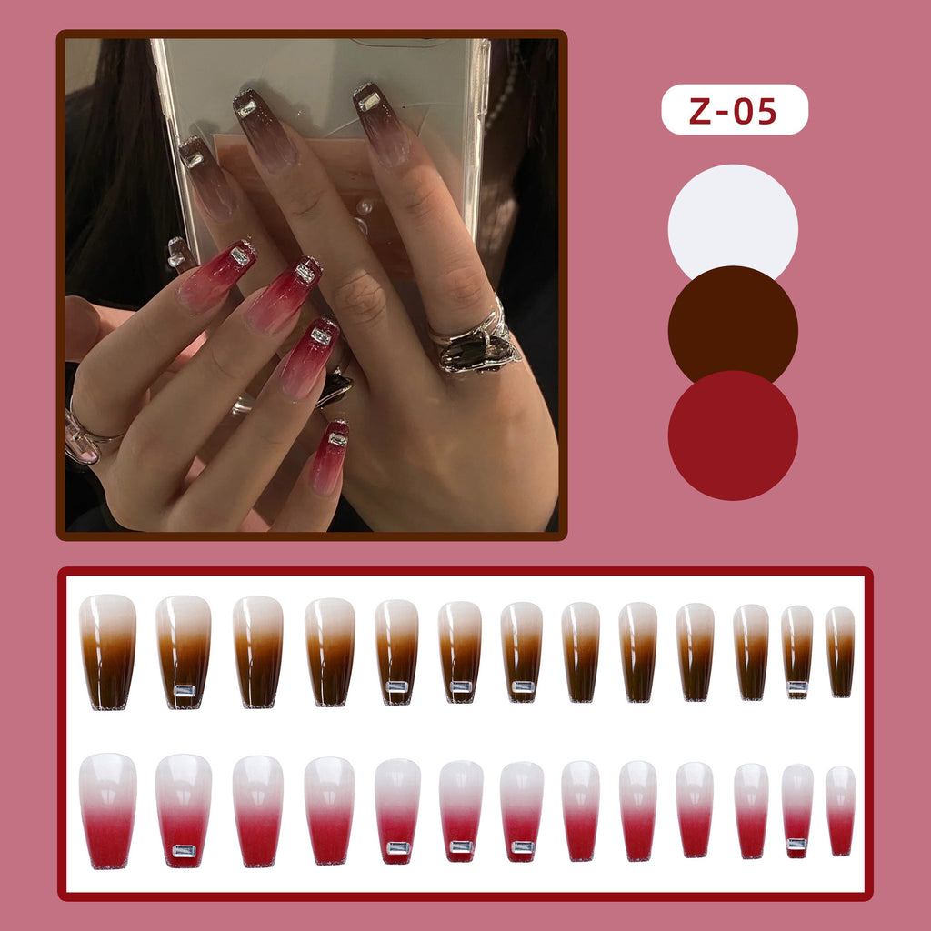 Red Gray Ice Crystal T Nails