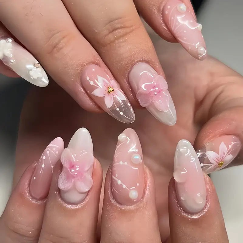 Sweet Flower Fake Nails