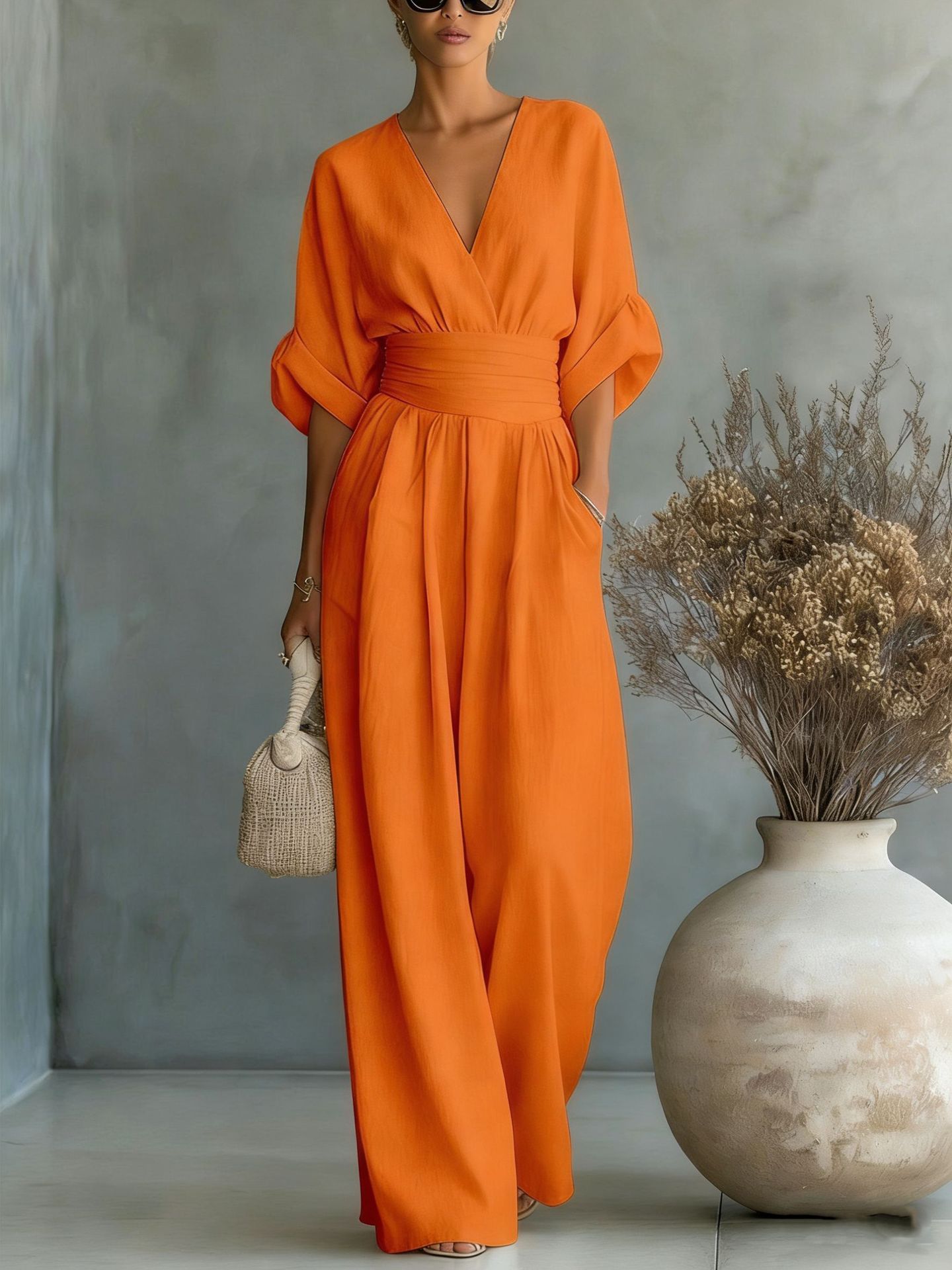 Summer Short-Sleeved Casual Jumpsuit