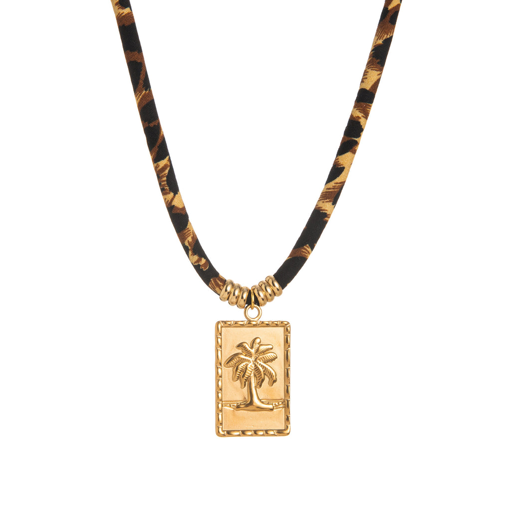 Women's Jewelry Niche Geometric Pendant Design Leopard Print Rope Necklace