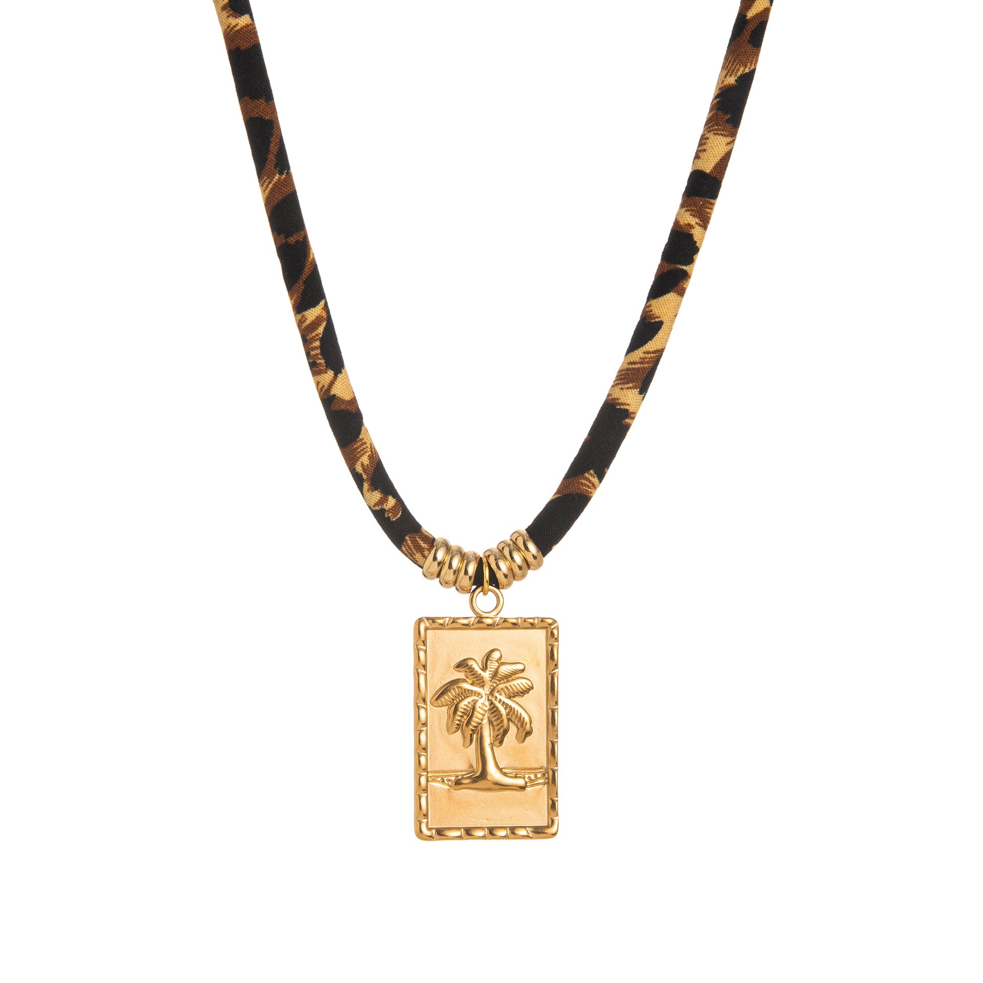 Women's Jewelry Niche Geometric Pendant Design Leopard Print Rope Necklace