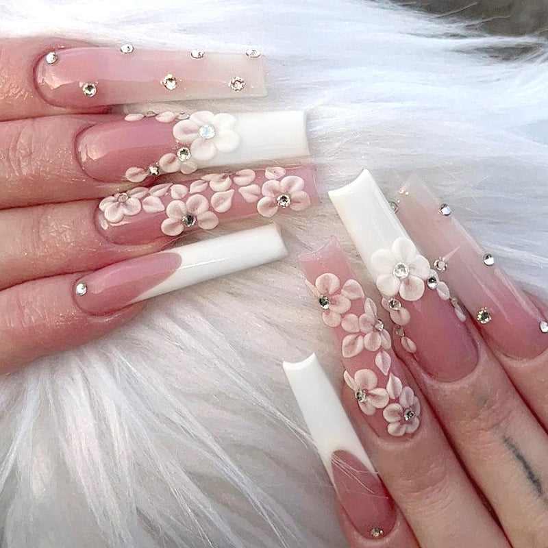 Long French Diamond Nails