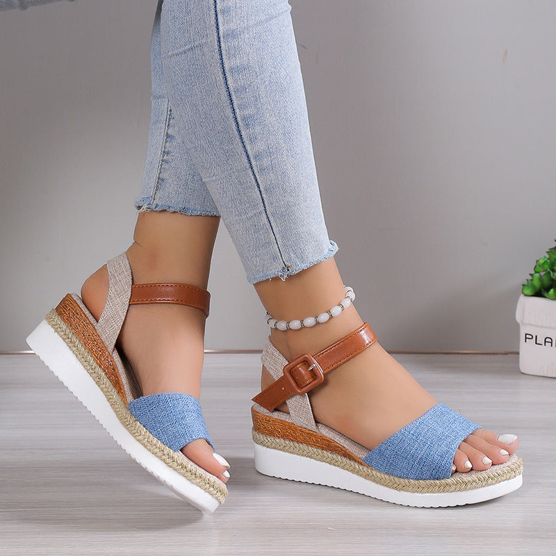Women's Ankle-Strap Jute Wedge Sandals