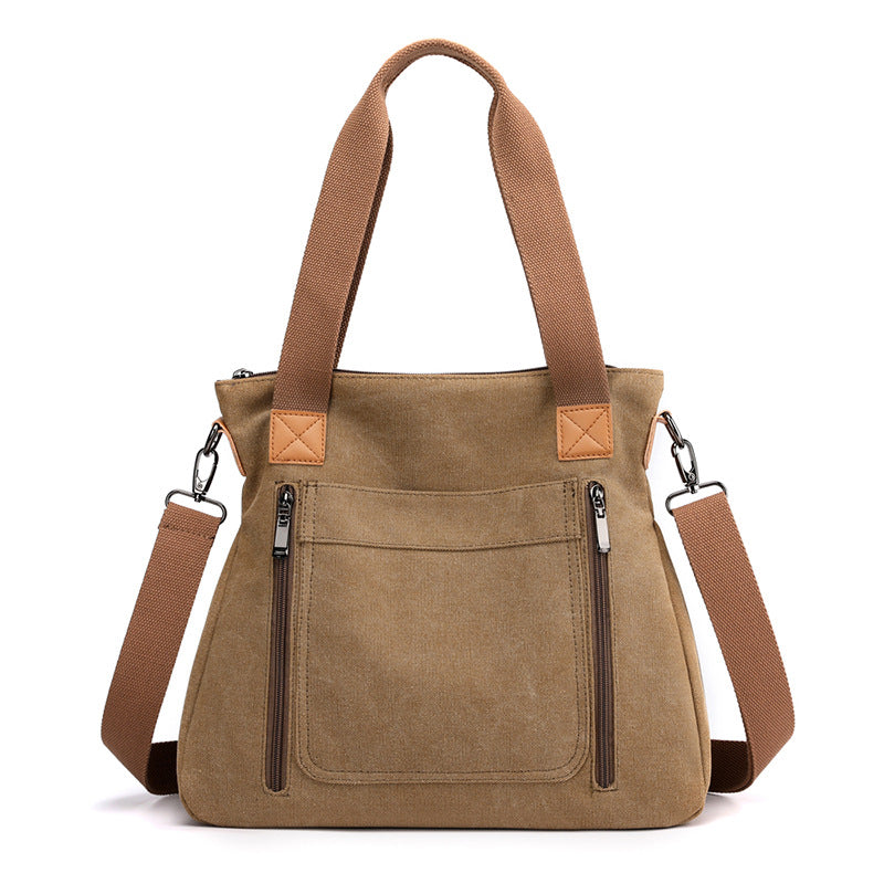 Women’s large-capacity canvas tote, casual all-match shoulder bag.