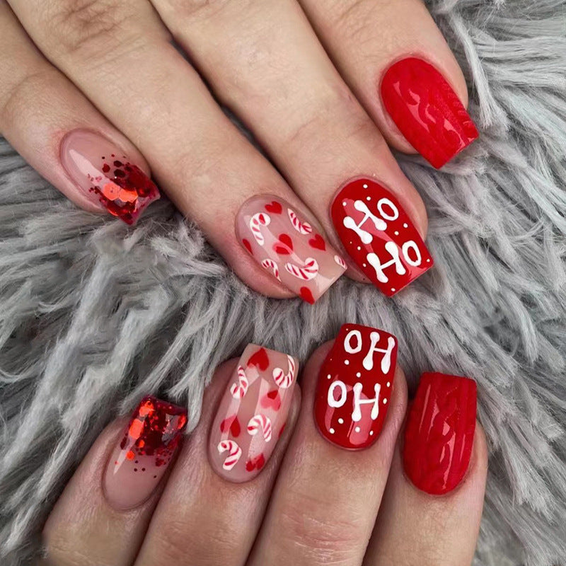 Red Christmas Love Nails