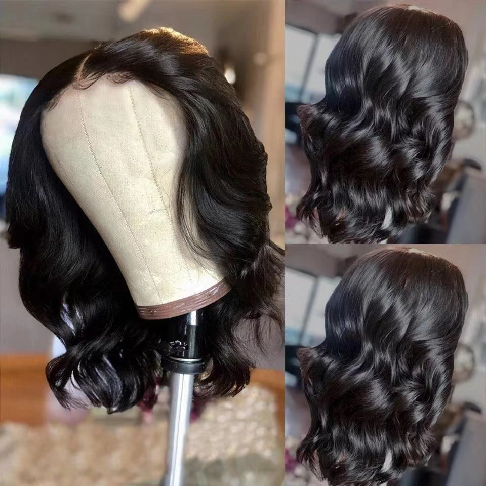 Front-lace Short Curly With Big Waves Wig Cap